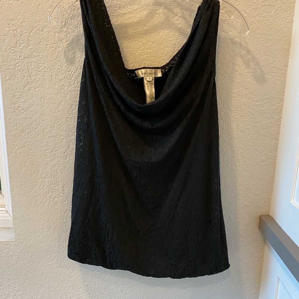 Nine West black lace tank with built in camisole size small